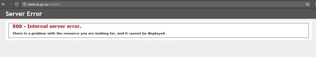 canadian immigration website error