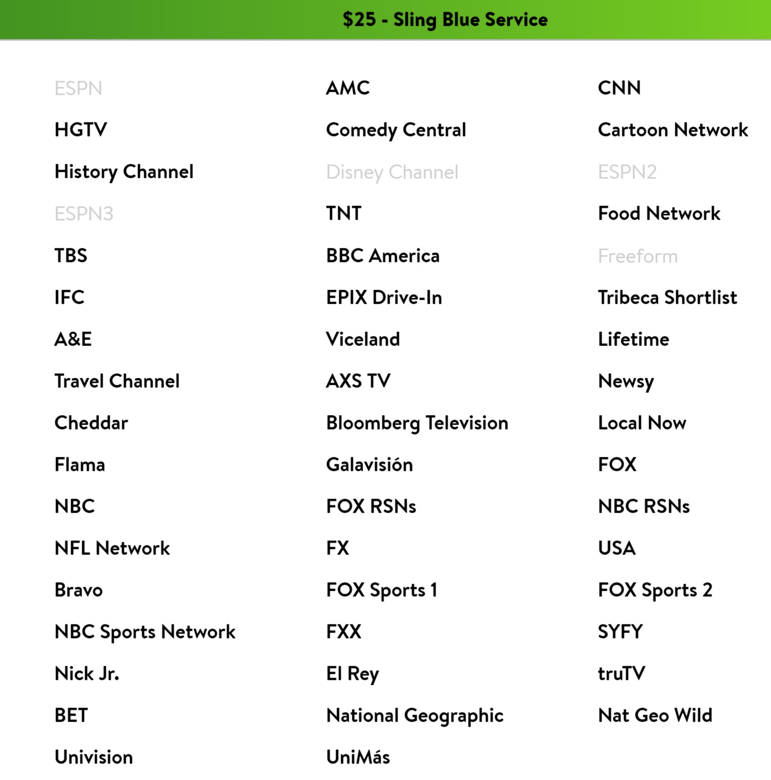 Sling Tv Printable Channel List prntbl.concejomunicipaldechinu.gov.co