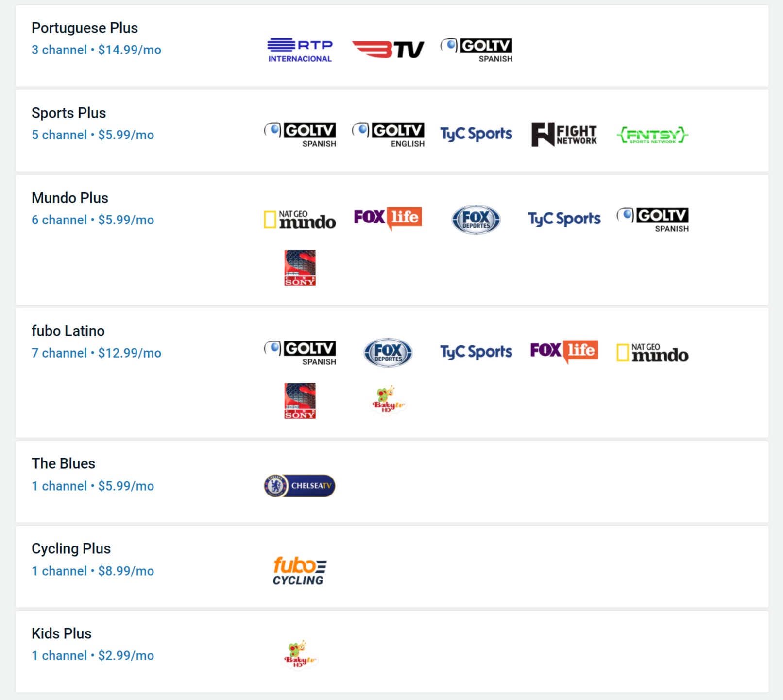 fuboTV add-ons